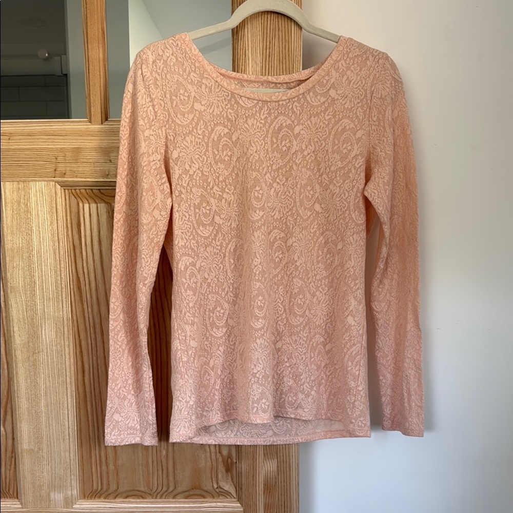 LOFT Pink Fitted Long Sleeve Blouse